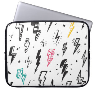 Lightning bolts, hand-drawn doodle set. laptop sleeve