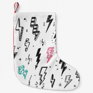 Lightning Bolts vintage Set. Hand Drawn Doodle Lig Small Christmas Stocking