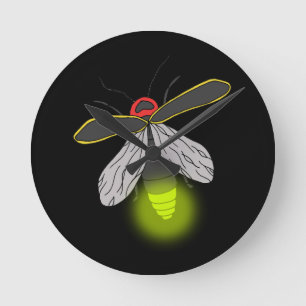 lightning bug flight lit round clock