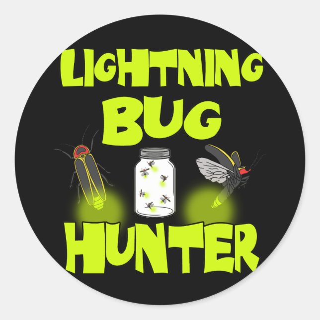 lightning bug hunter classic round sticker (Front)