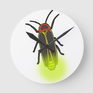lightning bug lit round clock