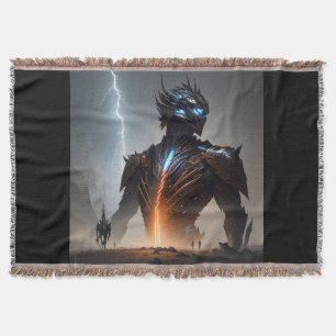 Lightning Cyborg Warrior Throw Blanket