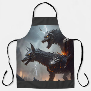 Lightning Cyborg Wolves Apron
