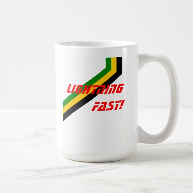 Lightning Fast Jamaica Stripes Coffee Mug (Right)