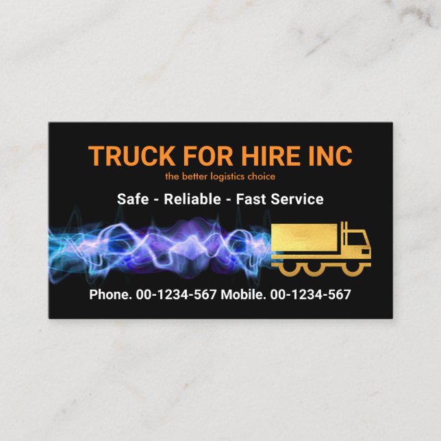 Lightning Fast Truck Transport Service Business Card (Front)