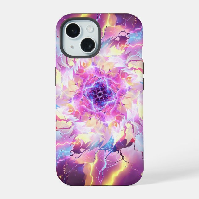 Lightning Fire Ball Blast iPhone 15 Case (Back)
