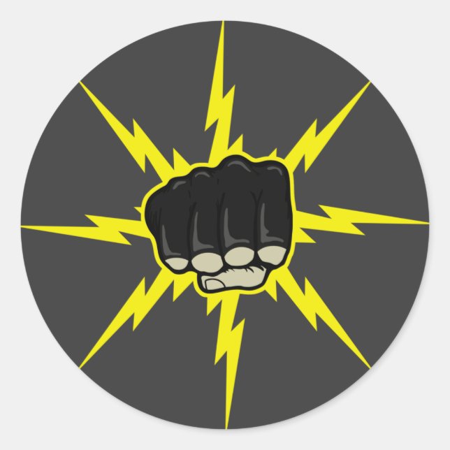 Lightning fist classic round sticker (Front)