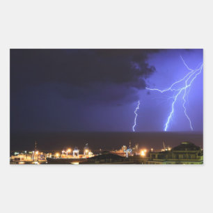 Lightning in Genoa, Italy Rectangular Sticker