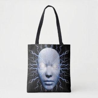 Lightning mask tote bag