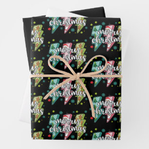 Lightning Merry Christmas Preppy Coquette Xmas Wrapping Paper Sheet