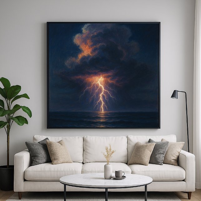 Lightning Night Storm - Pastel Painting Seascape Poster (Creator Uploaded)