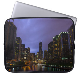 Lightning Over Chicago River Laptop Sleeve