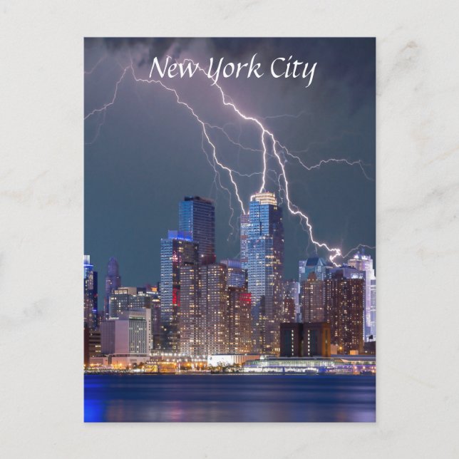 Lightning over New York City Postcard (Front)