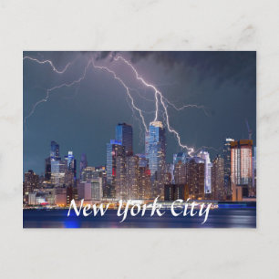 Lightning over New York City Postcard