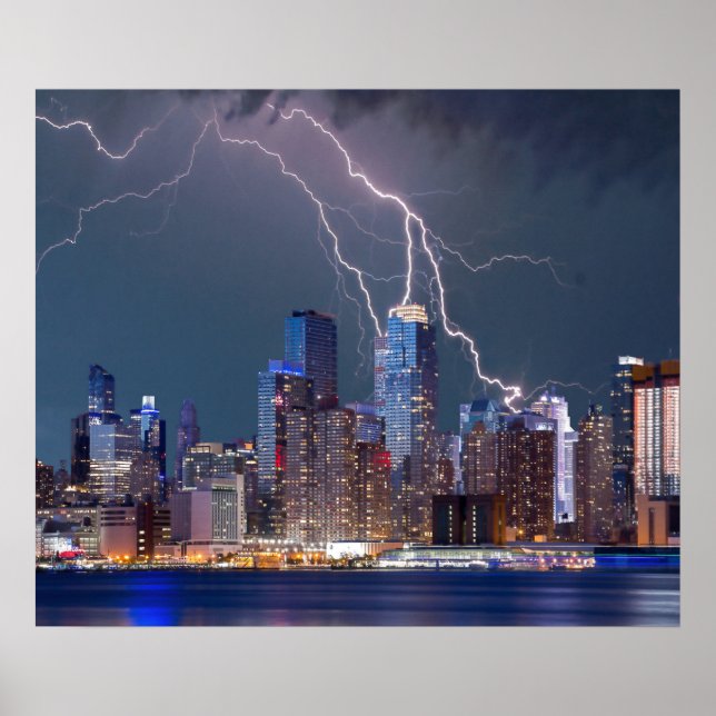 Lightning over New York City Poster (Front)