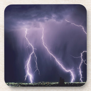 Lightning over Salt Lake Valley, Utah. Coaster