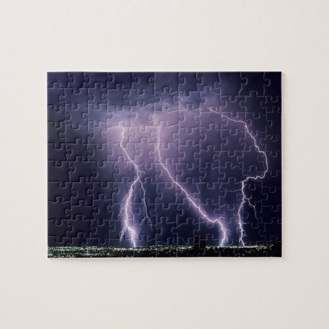 Lightning over Salt Lake Valley, Utah. Jigsaw Puzzle (Horizontal)