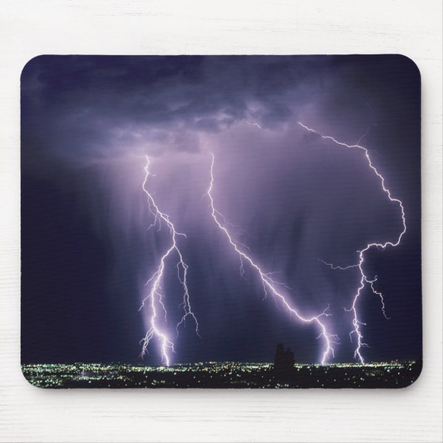 Lightning over Salt Lake Valley, Utah. Mouse Pad (Front)