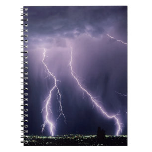 Lightning over Salt Lake Valley, Utah. Spiral Notebook