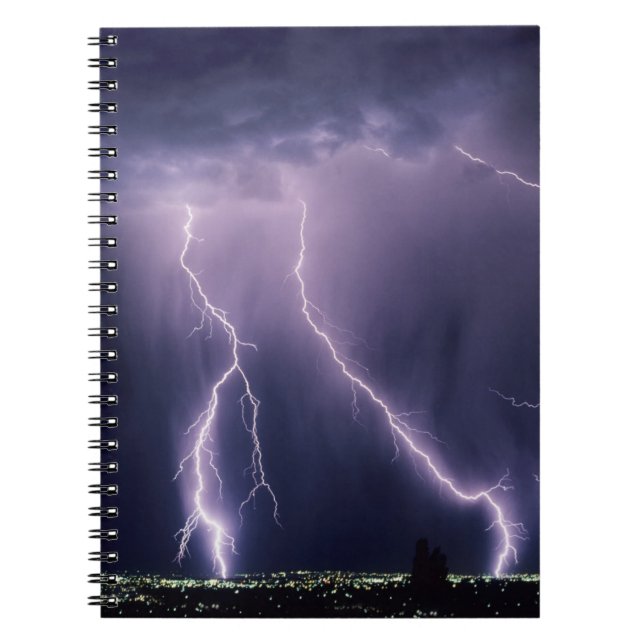 Lightning over Salt Lake Valley, Utah. Spiral Notebook (Front)
