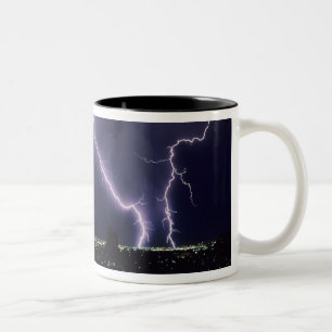 Lightning over Salt Lake Valley, Utah. Two-Tone Coffee Mug