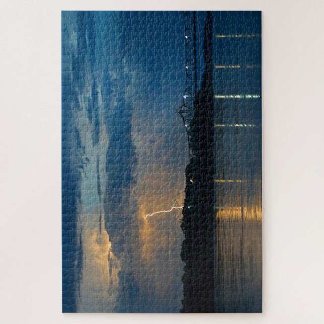 Lightning over the Bridge Jigsaw Puzzle (Vertical)
