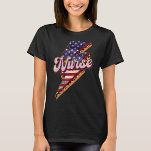 Lightning Patriotic Nurse American Flag 4th Of Jul T-Shirt
