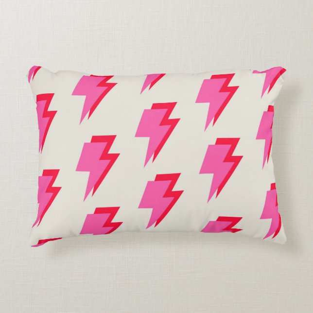 Lightning Pink Red Background Y2K Pattern Decorative Cushion (Front)
