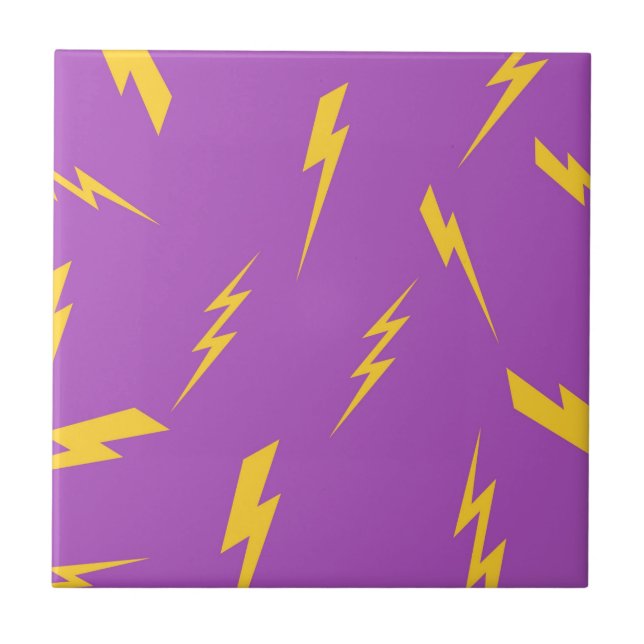 Lightning Purple Background Y2K Pattern Tile (Front)