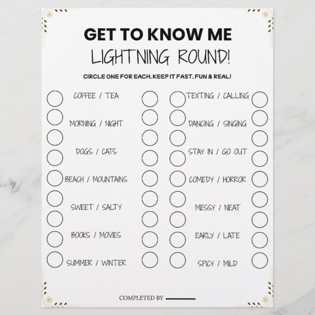 Lightning Round Party Game – Fun Get-to-Know-You P Custom Letterhead (Front)