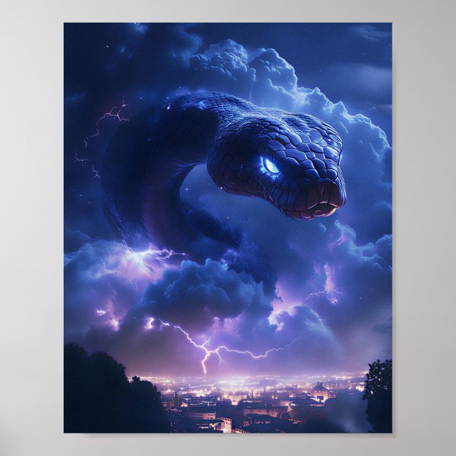 Lightning Snake Over the City Poster (Front)