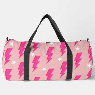 Lightning Star Pink Background Y2K Pattern Duffle Bag