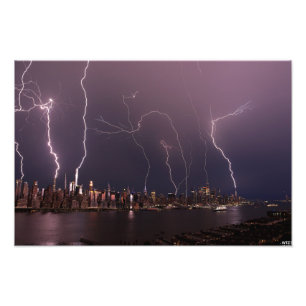 Lightning storm over Manhattan, NYC Photo Print