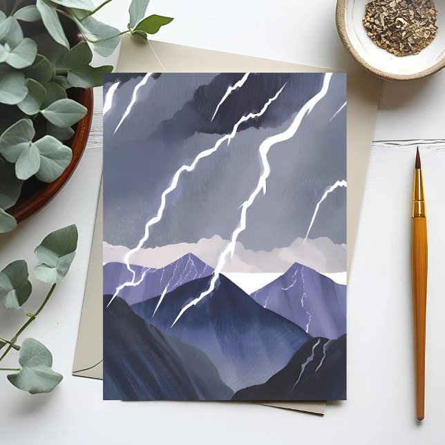 Lightning Storm | Watercolor Dark Mountains Postcard (Creator Uploaded)