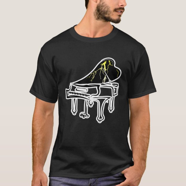 Lightning Strike Piano  Pianist Lightning T-Shirt (Front)