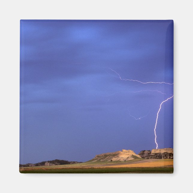 Lightning strikes buttes near Scottsbluff Magnet (Front)
