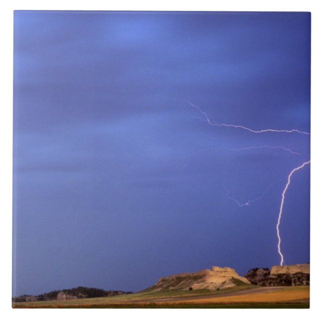 Lightning strikes buttes near Scottsbluff Tile (Front)