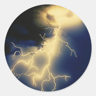 Lightning Strikes Classic Round Sticker
