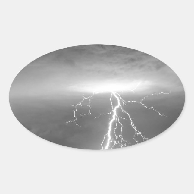 Lightning Strikes Following the Rain BWSC Oval Sticker (Front)