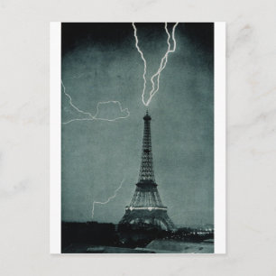 Lightning Strikes the Eiffel Tower, 1902 Postcard