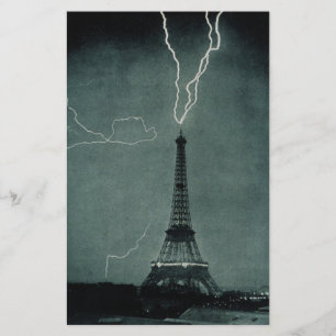 Lightning Striking the Eiffel Tower Stationery