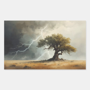 lightning striking tree paintings. 🌩️🌳 rectangular sticker