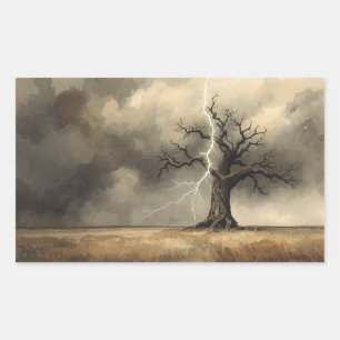 lightning striking tree paintings. 🌩️🌳 rectangular sticker