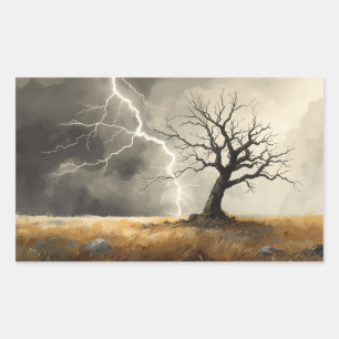 lightning striking tree paintings. 🌩️🌳 rectangular sticker