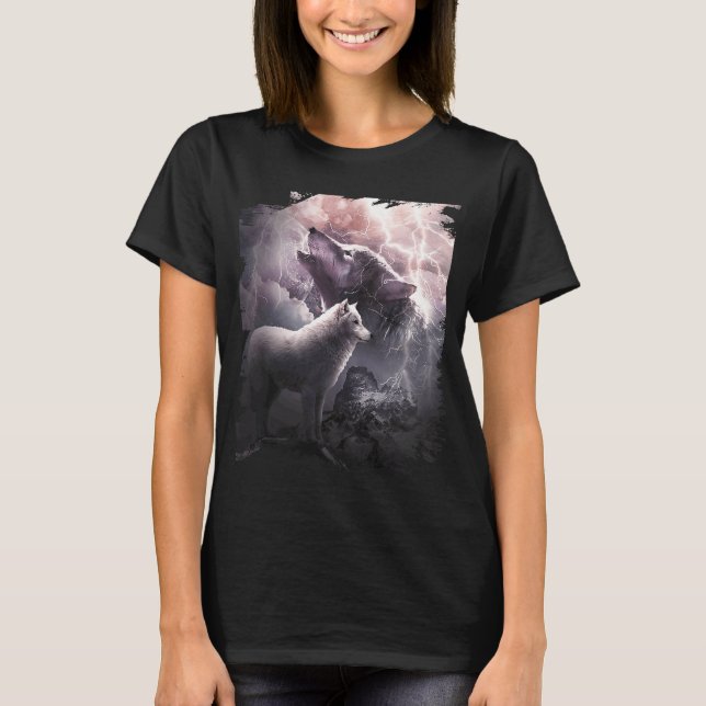 Lightning Wolf Howling At The Moon T-Shirt (Front)