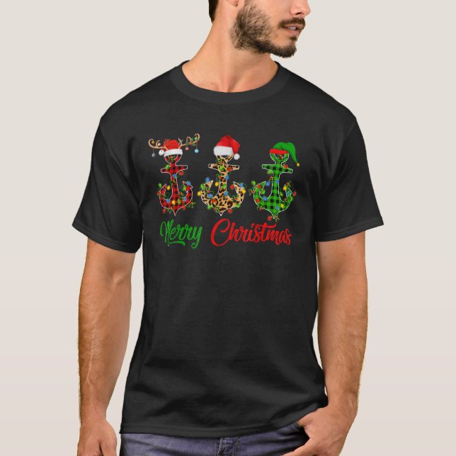 Lights Anchor Reindeer Santa Elf Boating Sailing C T-Shirt (Front)