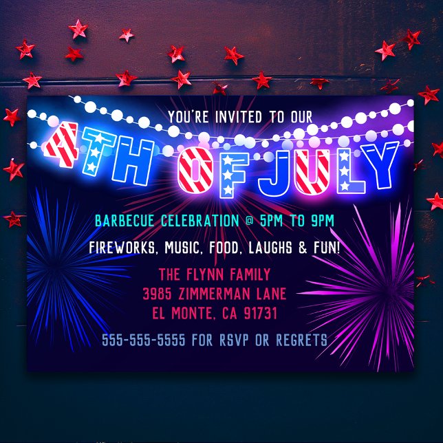 Lights and Fireworks 4th of July Party Invitations (Lights and Fireworks 4th of July Party Invitations
)