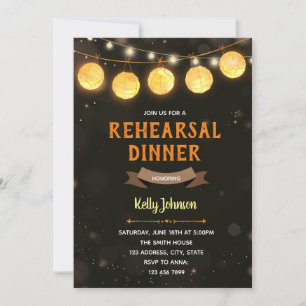 Lights and lantern rehearsal dinner invitation