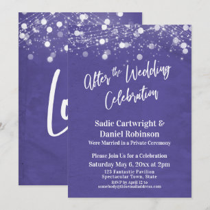 Lights and Purple After the Wedding Celebration Invitation