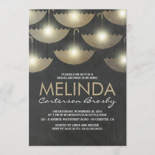 Lights and Umbrellas Chalkboard Bridal Shower Invitation